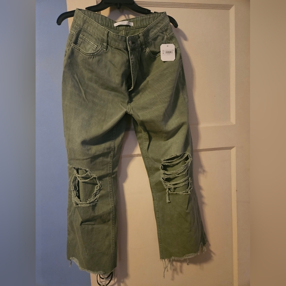 Altar'd State Denim - Altr'd State Olive Distressed Jeans
